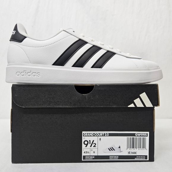 adidas Other - Adidas Grand Court 2.0 Tennis Sneakers GW9195 White Black‎ Mens Size 9.5